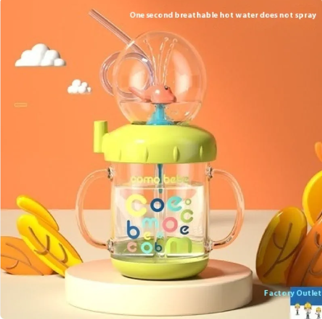Children's Whale Cartoon Diving Fountain Water Bottle - Tritan Leakproof Sippy Cup (Various Sizes & Colors) HEARTLESS Habits