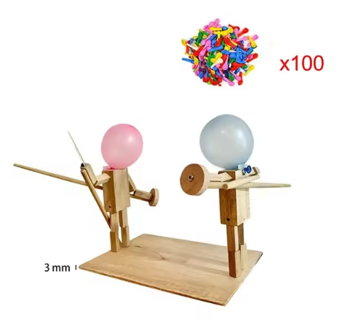 Handmade Balloon Heads Wooden Fighter Puppets HEARTLESS Habits
