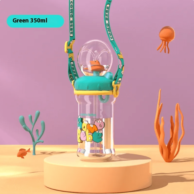 Children's Whale Cartoon Diving Fountain Water Bottle - Tritan Leakproof Sippy Cup (Various Sizes & Colors) HEARTLESS Habits