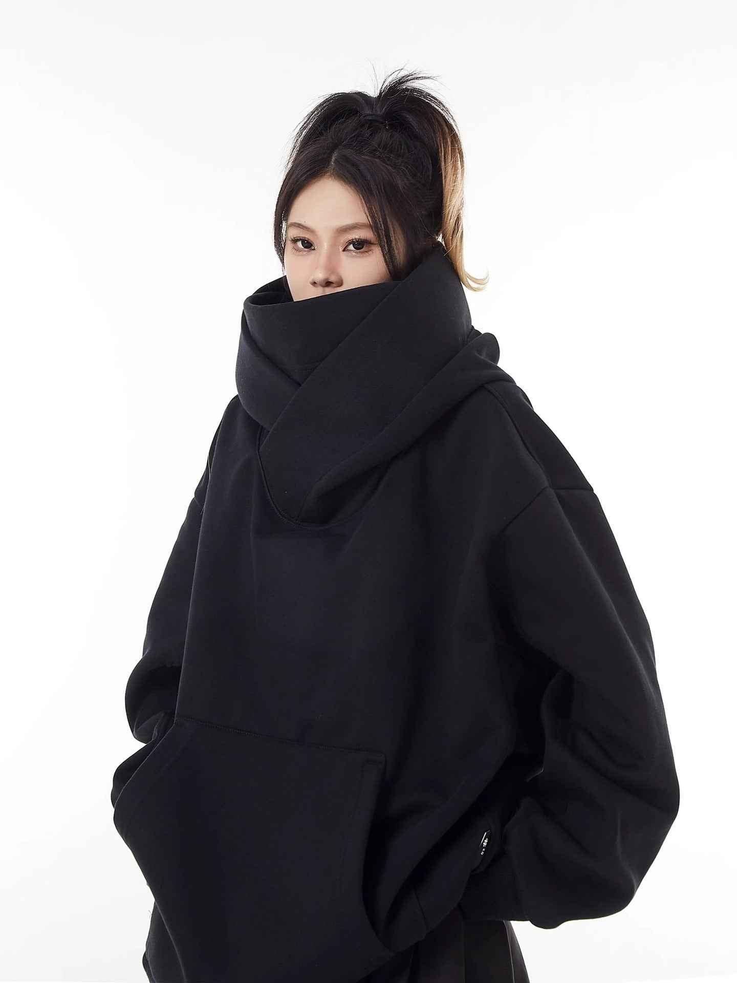 Loose High Collar Fleece Lined Hoodie HEARTLESS Habits