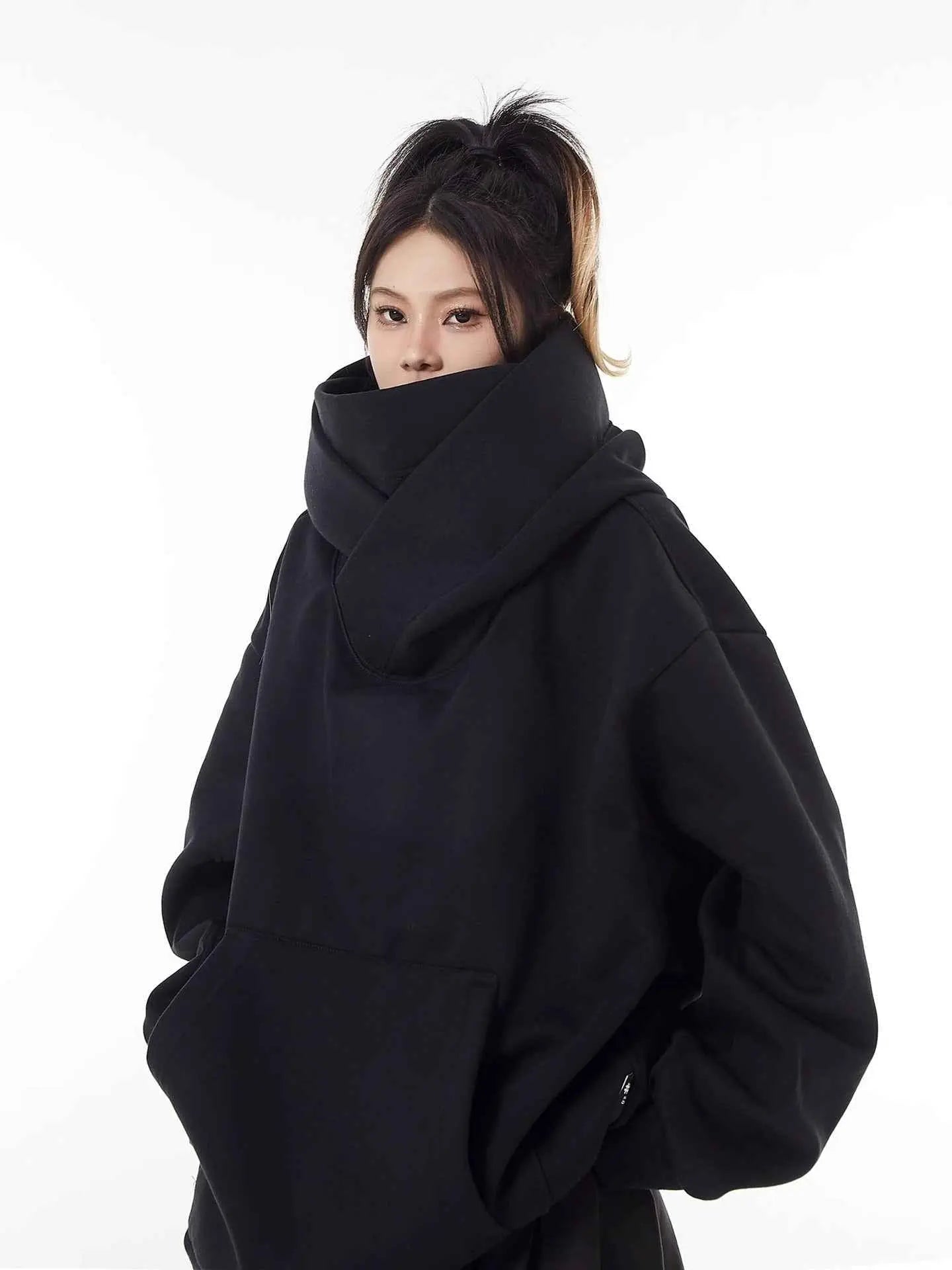 Loose High Collar Fleece Lined Hoodie HEARTLESS Habits