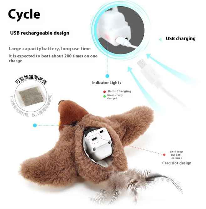 Flapping Bird Cat  Toy HEARTLESS Habits